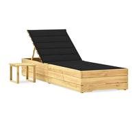 Transat Chaise Longue Bain De Soleil Lit De Jardin Terrasse Meuble D'extérieur Avec Table Et Coussin Pin Imprégné Helloshop26 02_0012655