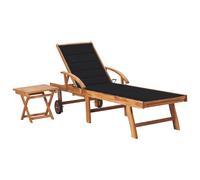 Transat Chaise Longue Bain De Soleil Lit De Jardin Terrasse Meuble D'extérieur Avec Table Et Coussin Bois De Teck Solide Helloshop26 02_0012646 Multicolore