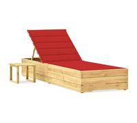 Transat Chaise Longue Bain De Soleil Lit De Jardin Terrasse Meuble D'extérieur Avec Table Et Coussin Pin Imprégné Helloshop26 02_0012675 Multicolore