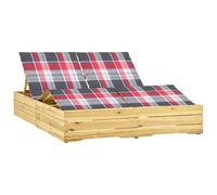 Helloshop26 Transat Chaise Longue Bain de Soleil lit de Jardin terrasse Meuble d'extérieur Double avec Coussins Bois de pin imprégné 02_0012734