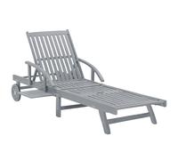 Transat Chaise Longue Bain De Soleil Lit De Jardin Terrasse Meuble D'extérieur Gris Bois D'acacia Solide Helloshop26 02_0012776 Multicolore