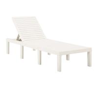 Transat Chaise Longue Bain De Soleil Lit De Jardin Terrasse Meuble D'extérieur Plastique Blanc Helloshop26 02_0012786 Multicolore