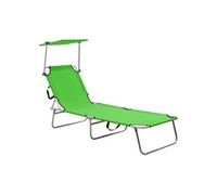 Transat chaise longue bain de soleil lit de jardin terrasse meuble d'extérieur pliable avec auvent vert aluminium 02_0012834