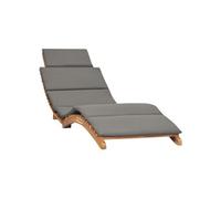 Transat chaise longue bain de soleil lit de jardin terrasse meuble d'extérieur pliable avec coussin gris foncé bois de teck 02_0012853