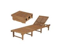 Transat chaise longue bain de soleil lit de jardin terrasse meuble d'extérieur pliable bois d'acacia solide 02_0012867