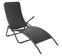 Transat Chaise Longue Bain De Soleil Lit De Jardin Terrasse Meuble D'extérieur Pliante Rotin Synthétique Noir Helloshop26 02_0012895 Multicolore