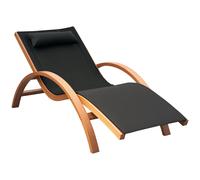 Outsunny Transat Chaise Longue Design Style Tropical Bois Massif Naturel Coloris Noir