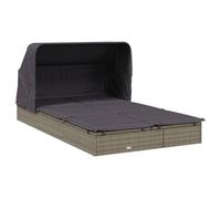 Transat chaise longue - HELLOSHOP26 - 2 places - Toit pliable - Acier et résine tressée - Gris