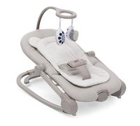 Chicco Transat Mia 2-en-1 – Réducteur en coton biologique, Barre de jeu réversible, Musique – Beige