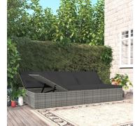 Transat convertible avec coussins Résine tressée Marron transat vidaXL