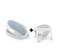 Transat de bain bleu et anneau de bain gris