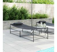 Transat de Jardin 2 pc Noir Acier enduit de poudre vidaXL