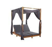 Vidaxl Chaise Longue Double Avec Rideaux Et Coussins Bois D'acacia