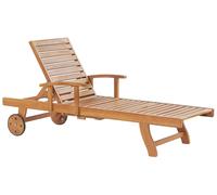 Transat de Jardin en Bois d'Acacia Naturel Dossier Réglable en 5 Positions