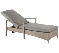 Transat de Jardin en Rotin Marron avec Coussin Gris 6 Positions UV Résistant Vas