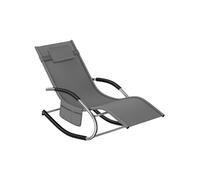 Chaise longue - TECTAKE - Fauteuil détente de jardin TAYA ergonomique avec fonction de balancement et accoudoirs incurvés - Gris