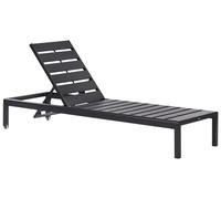 Transat de Jardin Moderne avec Dossier Réglable en Aluminium Tout Noir Nardo