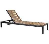 Transat de Jardin Moderne Dossier Réglable Bois Clair et Aluminium Noir Nardo