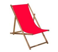 SPRINGOS Chaise longue pliante en bois imprégné Chaise longue pliante Chaise de camping Chaise de plage en bois de hêtre Rouge 58x124cm