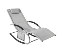 Transat de Jardin - SoBuy OGS28-HG - Appui-Tête Réglable, Pochette de Rangement et Repose-Pieds - Confort Ergonomique - Gris