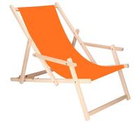 Transat de jardin - SPRINGOS® - Chaise longue pliante - Bois de hêtre - Accoudoirs - Réglage 3 niveaux