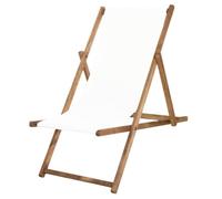 Transat de Jardin - SPRINGOS - Chaise longue pliante en bois de plage - Dossier textile interchangeable - 120 kg