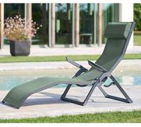 Transat DECIMA Vert Olive Graphite 2 positions - Aluminium traité époxy, Texaline Hespéride