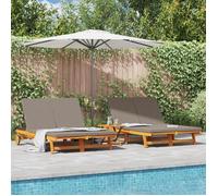 Transat double avec roulettes et coussin en bois d acacia