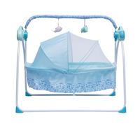 Transat électrique à bascule automatique avec télécommande et boutons, berceau pour bébé, 12 chansons et 5 vitesses réglables, pour bébé entre 0 et 18 mois, bleu
