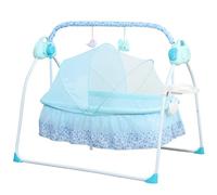 Transat électrique automatique pour bébé - Balançoire Bluetooth avec musique - Coussin en forme de U - Pour bébé entre 0 et 24 mois - 5 vitesses réglables - Bleu