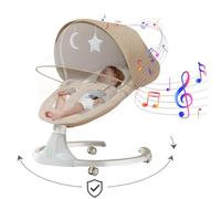 Transat électrique bébé MagicZC kaki, batterie intégrée, musique Bluetooth, télécommande, poids max 15kg