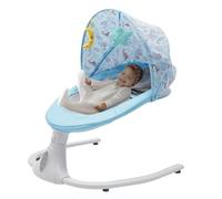 Transat électrique pour bébé - 4 vitesses de balançoire naturelles - Ceinture à 3 points - 8/15/30/60 min - Fonction minuterie et téeth - Avec moustiquaire et oreiller - Pour bébé de 0 à 18 mois