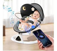 Transat électrique pour bébé - Musique Bluetooth + 5 vitesses de balancement + Pare-soleil anti-moustiques + Télécommande