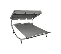 tectake® Bain de Soleil Jardin Exterieur Inclinable 2 Places avec Pare-Soleil Cadre en Acier 2 Coussins Inclus Chaise Longue Transat de Plage Relax Jardin Sun Lounger -Noir/Gris