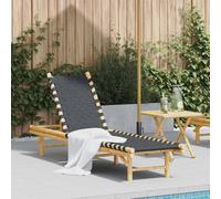 Transat en bambou avec sangles tissées noires 55 x 200 x 30 cm vidaXL