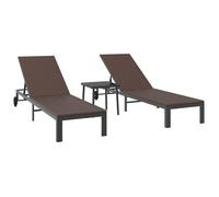Transat en polyrotin - vidaXL - 206x62,5x74 cm - Marron - Dossier réglable - Résistant aux intempéries