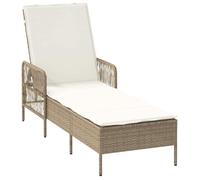 Transat en polyrotin - vidaXL - Beige et Blanc crème - Dossier ajustable - Housse amovible - 55x200x92 cm