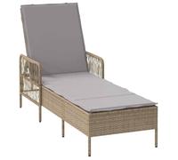 Vidaxl Chaise Longue Beige Et Gris Clair Rattan Pe 157 X 55 X 92 Cm