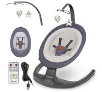 Transat et Balancelle Électrique LIONELO Ralf - Télécommande - 5 vitesses de balancement - Gris/Beige