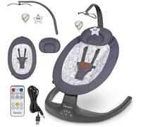 Transat et Balancelle Électrique LIONELO Ralf - Télécommande - 5 vitesses de balancement - Gris/Blanc