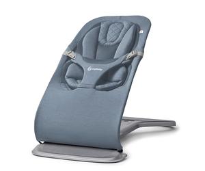 Transat évolutif Evolve Ergobaby 3-en-1 pour bébés et bambins de 2,5 à 13,2 kg - Transat bébé multi-positions avec hauteurs réglables, harnais sécurisé et insert nouveau-né, Oxford Blue