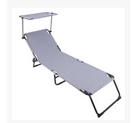 Transat Extérieur Pliable avec Ombrière Réglable Anti-UV - Chaise Plage Positions, Léger & Compact pour Camping, Jardin (190x58cm, Tissu Oxford 600D)