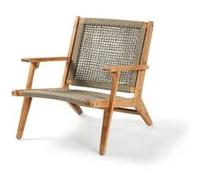 Transat Fauteuil de jardin bas en bois d Acacia FSC et en corde MERIDA olive Vert