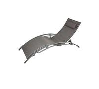 Transat gris ajustable et empilable 1 place avec pieds acier LIMEA