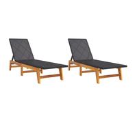 Transat - HELLOSHOP26 - Lot de 2 - Bois d'acacia - Résine tressée - Dossier réglable 4 positions