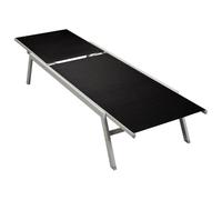 Transat Jardin Extérieur, Bain de Soleil en Acier et Textilène, Dossier Réglable 5 Positions, Structure Robustre et Confortable, Relax Jardin Exterieur, Chaise Camping,Balcon, Noir, 200 x 58 x 32 cm