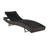 Transat Jardin Extérieur,Chaise Longue avec Coussin en Polyrotin,Structure Acier Renforcé,Dossier 4 Positions Réglables,Bains de Soleil,Relax Jardin Extérieur,Marron et Noir,213 x 70 x 40-91.5 cm
