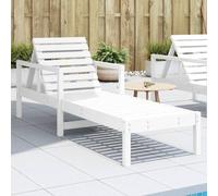 Transat Jardin Extérieur en Pin Massif, Dossier Réglable Multi-Positions, Confortable et Résistant, Bains de Soleil, Relax Jardin Extérieur, pour Piscine, Terrasse, Balcon, Blanc, 199.5x62x55 cm