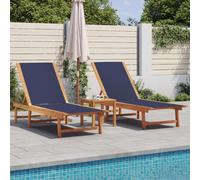 Transat Jardin Extérieur, Lot de 2 en Bois d'Acacia Massif Bleu, Dossier Réglable 5 Positions, Résistant aux Intempéries, Bains de Soleil, Relax Jardin Exterieur,Couleur Bleu, 200 x 66 x 33.5 cm