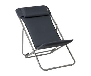 Transat Jardin Pliable - Chilienne Multi-positions Avec Têtière - Maxi Transat + - Becomfort® - Gris Dark Grey - Lafuma Mobilier